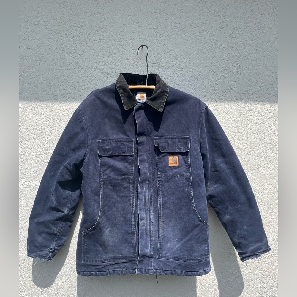 Carhartt Distressed Navy Blue Detroit jacket Large w/ No Tags